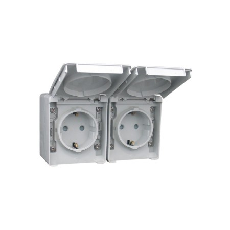 EFAPEL SCHUKO HORIZ DOUBLE SORTIE AVEC OBTUR GRIS